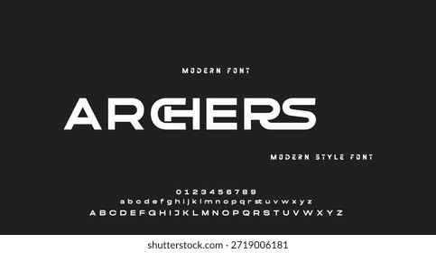 Modern Bold fuente. Fuentes regulares del alfabeto del estilo urbano de la tipografía del número itálico para la moda, deporte, tecnología, digital, película, diseño del logotipo, Ilustración vectorial