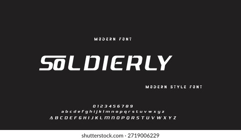 Modern Bold Font. Regular Italic Number Typography urban style alphabet fonts for fashion, sport, technology, digital, movie, logo design, vector illustration