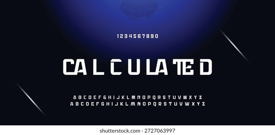 Fonte em negrito moderna. Regular Italic Number Tipografia urbana estilo alfabeto fontes para moda, esporte, tecnologia, digital, filme, design de logotipo, ilustração vetorial