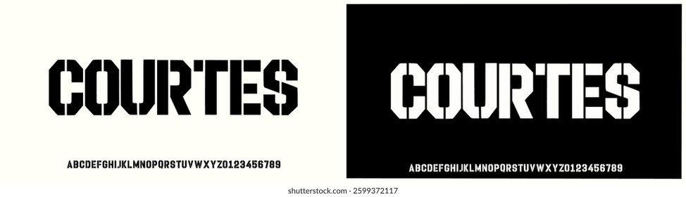 Modern Bold Font. Regular Typography urban style alphabet fonts stencil. Sport, technology, digital, movie, logo design, vector illustration, logotype, logo, simple font stencil, serif, sans serif