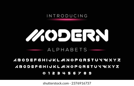 Moderne, feine Schriftart. Sans Serif Font. Regular Italic Uppercase Kleinschreibung Große Typografie Alphabet Schriftarten für Mode, Sport, Technologie, Digital, Film, Logo-Design, Vektorgrafik