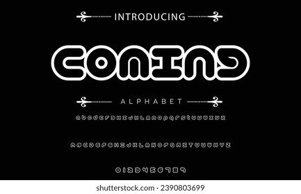 Fuente negrita moderna. Sans Serif Font. Típografía minúscula de estilo urbano en cursiva superior regular para moda, deporte, tecnología, digital, cine, diseño de logotipo, ilustración vectorial