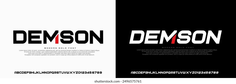 Modern Bold Font. Sans Serif Font. strong and heavy Italic Uppercase Number, Typography urban style alphabet fonts for fashion, sport, technology, digital, movie, logo design, vector illustration