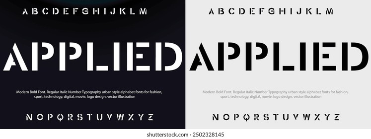 Modern Bold Font. Sans Serif Font. Regular Italic Uppercase Lowercase Typography urban style alphabet fonts for fashion, sport, technology, digital,