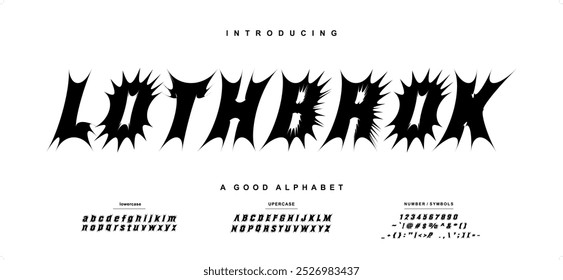 Fonte em negrito moderna. Fonte Sans Serif. Letras de alfabeto de estilo urbano de tipografia maiúsculas de itálico regular para moda, esporte, tecnologia, digital, filme, design de logotipo, ilustração vetorial