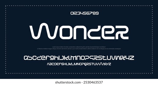 Fonte em negrito moderna. Fonte Sans Serif. Letras de alfabeto de estilo urbano de tipografia maiúsculas de itálico regular para moda, esporte, tecnologia, digital, filme, design de logotipo, ilustração vetorial