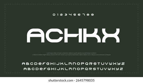 Fonte em negrito moderna. Fonte Sans Serif. Letras de alfabeto de estilo urbano de tipografia maiúsculas de itálico regular para moda, esporte, tecnologia, digital, filme, design de logotipo, ilustração vetorial
