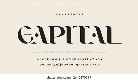 Fonte em negrito moderna. Fonte Sans Serif. Letras de alfabeto de estilo urbano de tipografia maiúsculas de itálico regular para moda, esporte, tecnologia, digital, filme, design de logotipo, ilustração vetorial