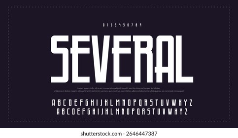 Fonte em negrito moderna. Fonte Sans Serif. Letras de alfabeto de estilo urbano de tipografia maiúsculas de itálico regular para moda, esporte, tecnologia, digital, filme, design de logotipo, ilustração vetorial