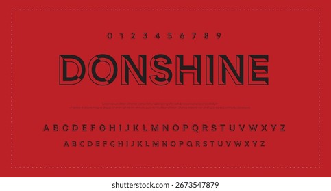 Moderne, fette Schrift. Serielle Sans-Schriftart. Regular Italic Großbuchstabe Kleinbuchstabe Typografie urbanen Stil Alphabet Schriftarten für Mode, Sport, Technologie, digital, Film, Logo-Design, Vektorgrafik