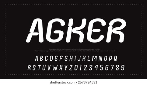 Modern Bold fuente. Fuente Sans Serif. Fuentes regulares del alfabeto del estilo urbano de la tipografía minúscula para la moda, deporte, tecnología, digital, película, diseño del logotipo, Ilustración vectorial