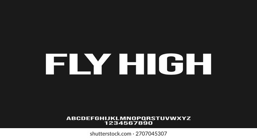 Fonte em negrito moderna. Fonte Sans Serif. Letras maiúsculas regulares com tipografia numérica estilo urbano alfabeto fontes para moda, esporte, tecnologia, digital, filme, design de logotipo, ilustração vetorial
