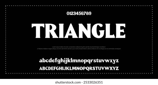 Fonte em negrito moderna. Tipografia urbana estilo alfabeto fontes para moda, esporte, tecnologia, digital, filme, design de logotipo, ilustração vetorial, maiúsculas e minúsculas.
