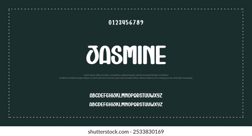 Fonte em negrito moderna. Tipografia urbana estilo alfabeto fontes para moda, esporte, tecnologia, digital, filme, design de logotipo, ilustração vetorial, maiúsculas e minúsculas.