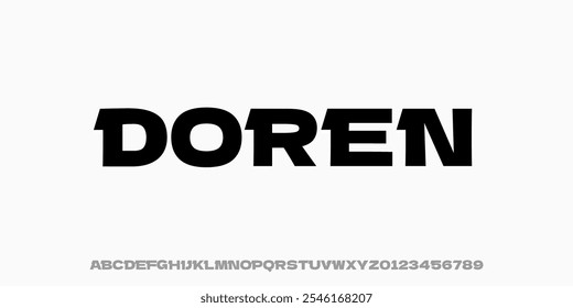 Modern Bold Font,Typeface,Elegant Alphabet Simple Font, Uppercase and Number, design for fashion, movie, technology, sport,brand,urban, Vector Illustration