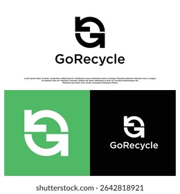 Modern and bold Go Recycle logo with minimalist style, perfect for eco-friendly brands, sustainability projects, or green tech companies. Clean lines reflect a strong and conscious identity.