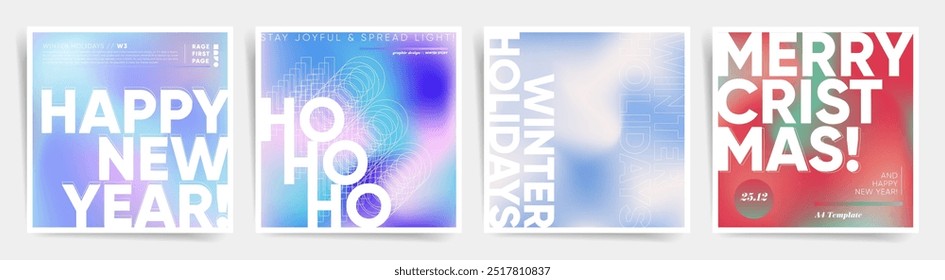 Modern Bold holiday posters for New Year and Christmas celebrations. Clean typography with gradient effects for festive branding and winter events.