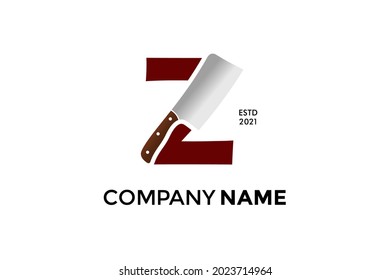 Diseño de logotipo de ilustración moderna y audaz Diseño inicial Z que combina con cuchillo de cocina. El logotipo puede funcionar también en un tamaño reducido y en un color blanco negro.