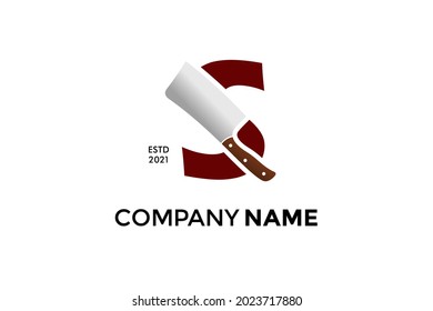 Diseño del logotipo de la ilustración moderna y audaz Diseño de la S inicial que combina con el cuchillo de cocina. El logotipo puede funcionar también en un tamaño reducido y en un color blanco negro.