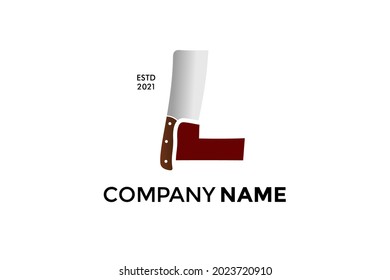 Diseño de logotipo de ilustración moderna y audaz Diseño inicial L que combina con cuchillo de cocina. El logotipo puede funcionar también en un tamaño reducido y en un color blanco negro.