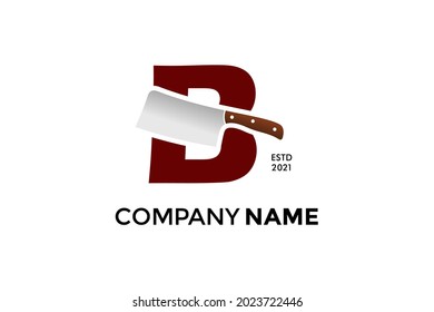 Diseño de logotipo de ilustración moderna y audaz Diseño inicial B que combina con cuchillo de cocina. El logotipo puede funcionar también en un tamaño reducido y en un color blanco negro.