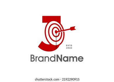 Diseño del logotipo de la ilustración moderna y negrita Diseño inicial J combinado con Bow Target. El logotipo es bueno para cualquier empresa y también puede funcionar en un tamaño pequeño.