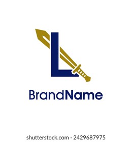 Modern and Bold illustration Logo design Initial L Combine with Gold Sword. The logo can use for your any company.