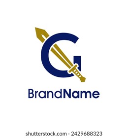 Modern and Bold illustration Logo design Initial G Combine with Gold Sword. The logo can use for your any company.