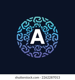 modern and bold initial letter A alphabet circle ornamental emblem logo