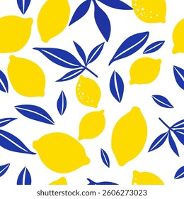 Modern bold lemon and leaf seamless pattern 