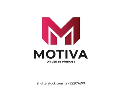 Diseño moderno del logotipo de la letra M con el gradiente rojo para las marcas del aptitud y de la motivación