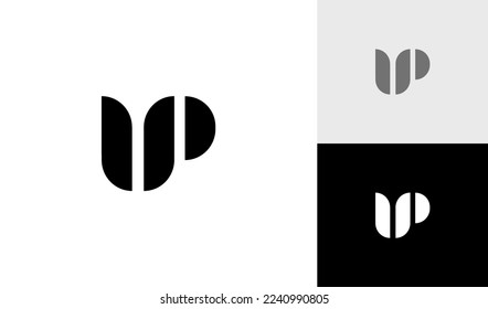 Modern and bold letter UP monogram logo design vector