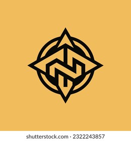 modern bold letter T and N compass logo