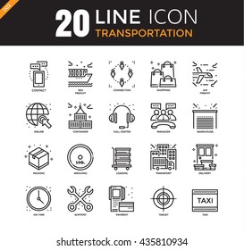 Modern bold line icons set of transport elements, Premium quality outline symbol collection. Simple mono linear pictogram pack. Stroke vector logo concept for web graphics.