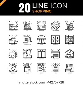 Modern bold line icons set of Shopping elements, Premium quality outline symbol collection. Simple mono linear pictogram pack. Stroke vector logo concept for web graphics.