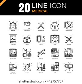 Modern bold line icons set of Medical elements, Premium quality outline symbol collection. Simple mono linear pictogram pack. Stroke vector logo concept for web graphics.