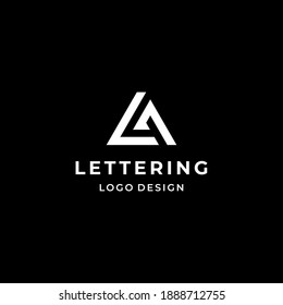 Un logo moderno y audaz sobre triángulos y letras LA en un fondo oscuro.
EPS10, Vector.
