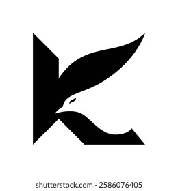 A modern and bold logo design featuring the letter "K" integrated with an eagle, symbolizing strength, leadership, and vision. 