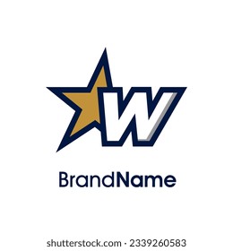 Modern and Bold logo design Initial W Combine with gold Star. Logo can use for your any company.