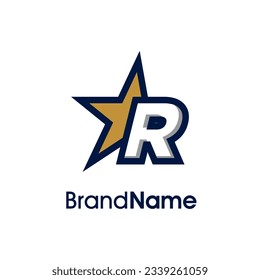 Modern and Bold logo design Initial R Combine with gold Star. Logo can use for your any company.