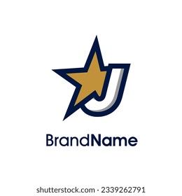 Modern and Bold logo design Initial J Combine with gold Star. Logo can use for your any company.