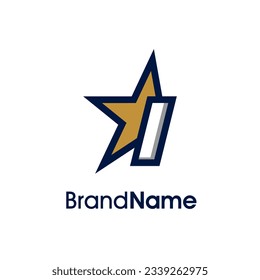 Diseño de logotipo moderno y audaz Inicial I Combinar con estrella dorada. El logotipo puede utilizarse para cualquier empresa.