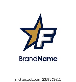 Modern and Bold logo design Initial F Combine with gold Star. Logo can use for your any company.