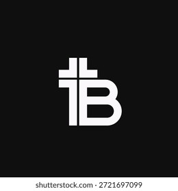 Um logotipo moderno e arrojado com uma cruz cristã estilizada integrada com a letra "B". Ideal para marcas espirituais, igrejas ou negócios baseados na fé.