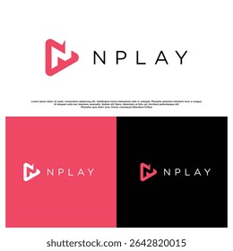 Modern and bold N Play logo with minimalist design, ideal for entertainment, media, or gaming brands. Clean lines and strong style create a playful yet professional visual identity.