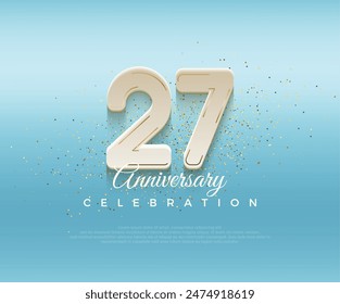 Moderno y audaz número 27 aniversario. diseño premium para la celebración. Vector de Premium para póster, Anuncio, celebración y saludo.