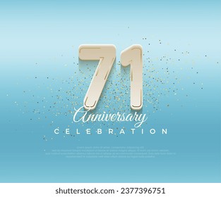 Moderno número 71 aniversario. diseño premium para celebración. Vector premium para afiches, banner, saludo de celebración.