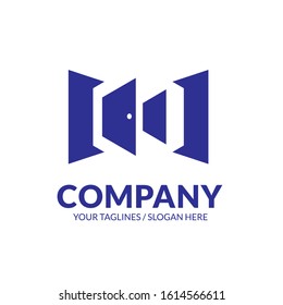 modern and bold open door blue color logo isolated on white background
