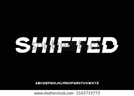Modern bold shifted sans serif alphabets vector