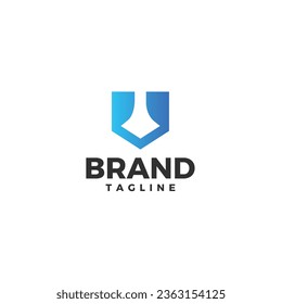 Modern bold and strong geometrical letter U shaped logo design for finance, baking, technology and investment.